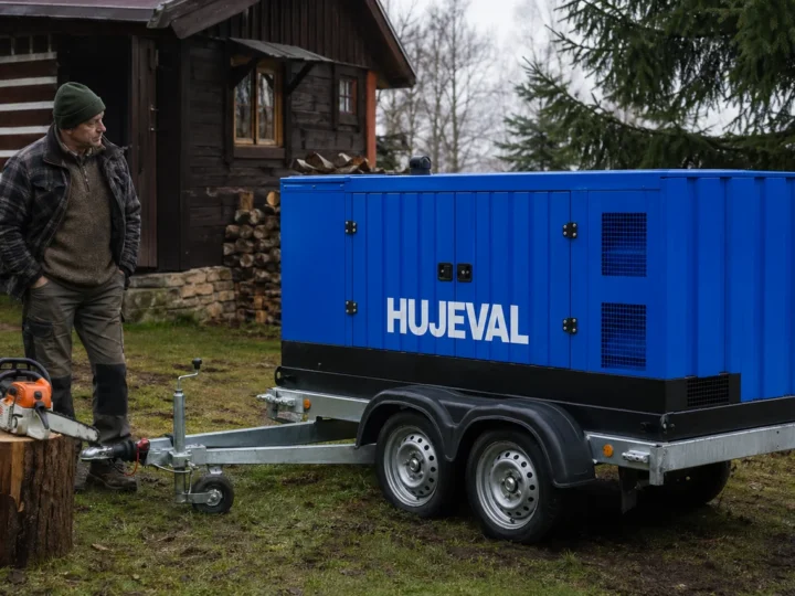 Tatínek na chatě s motorovou pilou: anekdota z Vysočiny, jak nepřevařit jistič — mobilní elektrocentrála Hujeval