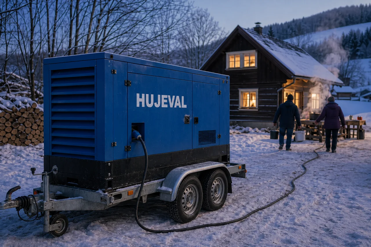 Mobilní elektrocentrála Hujeval v praxi — detail