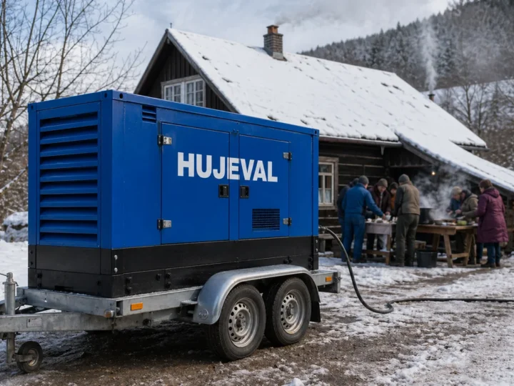 Únorová zabíjačka u babičky: jak jsme řešili proud na chalupě bez přípojky — mobilní elektrocentrála Hujeval