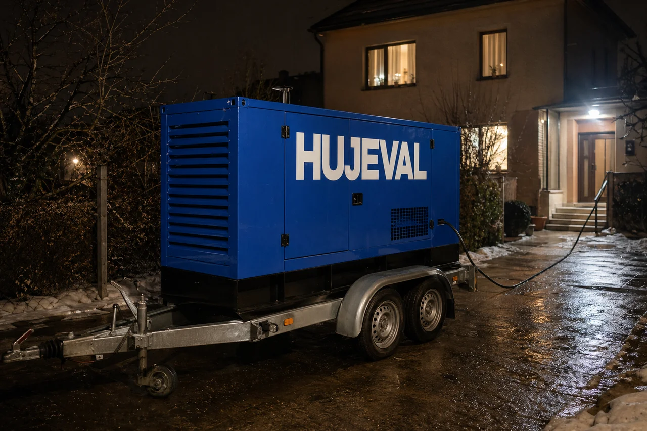Mobilní elektrocentrála Hujeval v praxi — detail