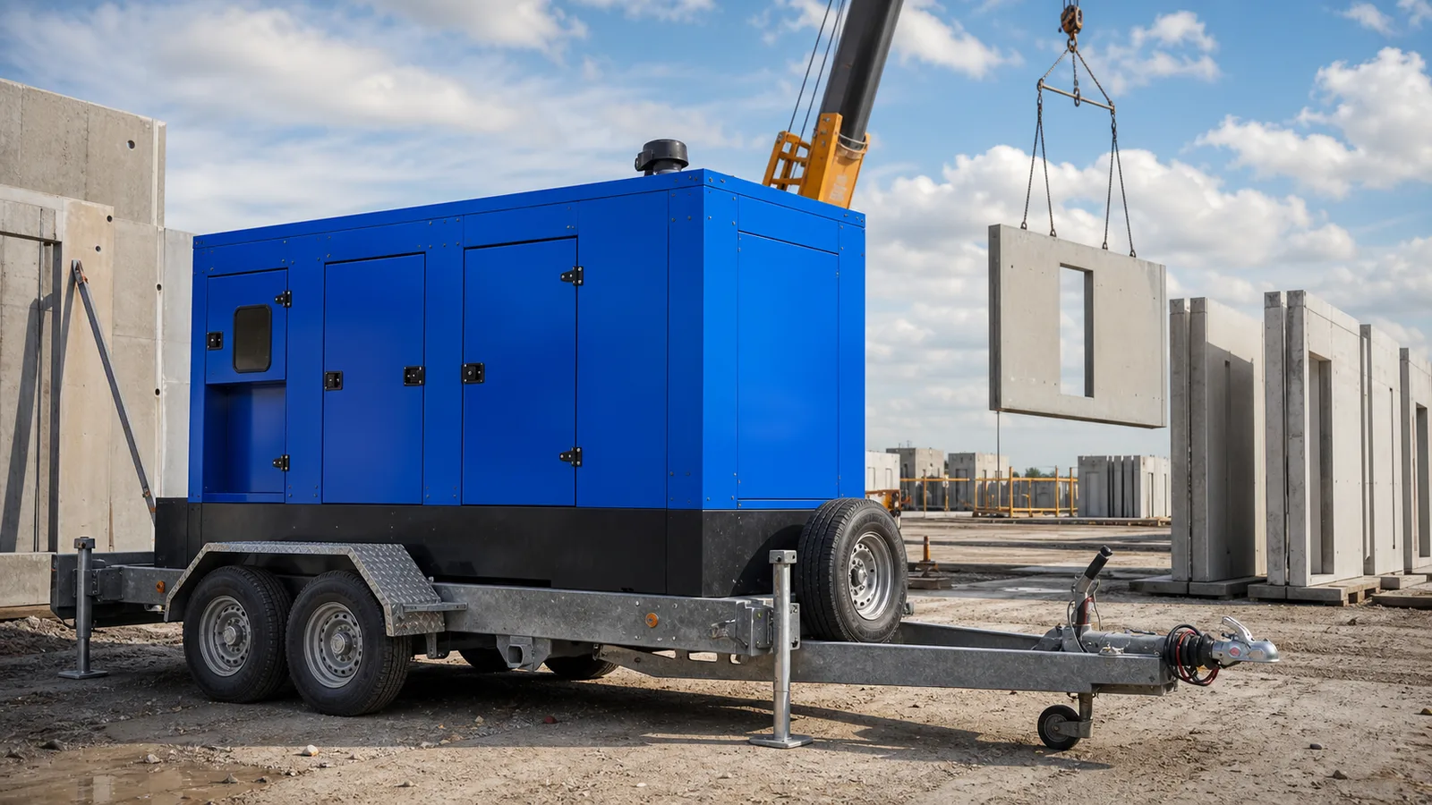 Prefabrikovaná výstavba: proud pro montáž panelových dílců – mobilní elektrocentrála Valeon